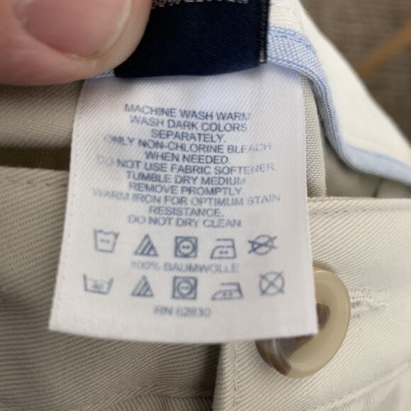 LANDS' END Pants Mens 42 Traditional Fit Stone Khaki Chino Flat Front Cotton - Picture 6 of 7